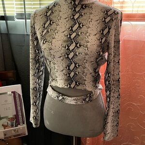 Gray Crop Cut Out Bodysuit